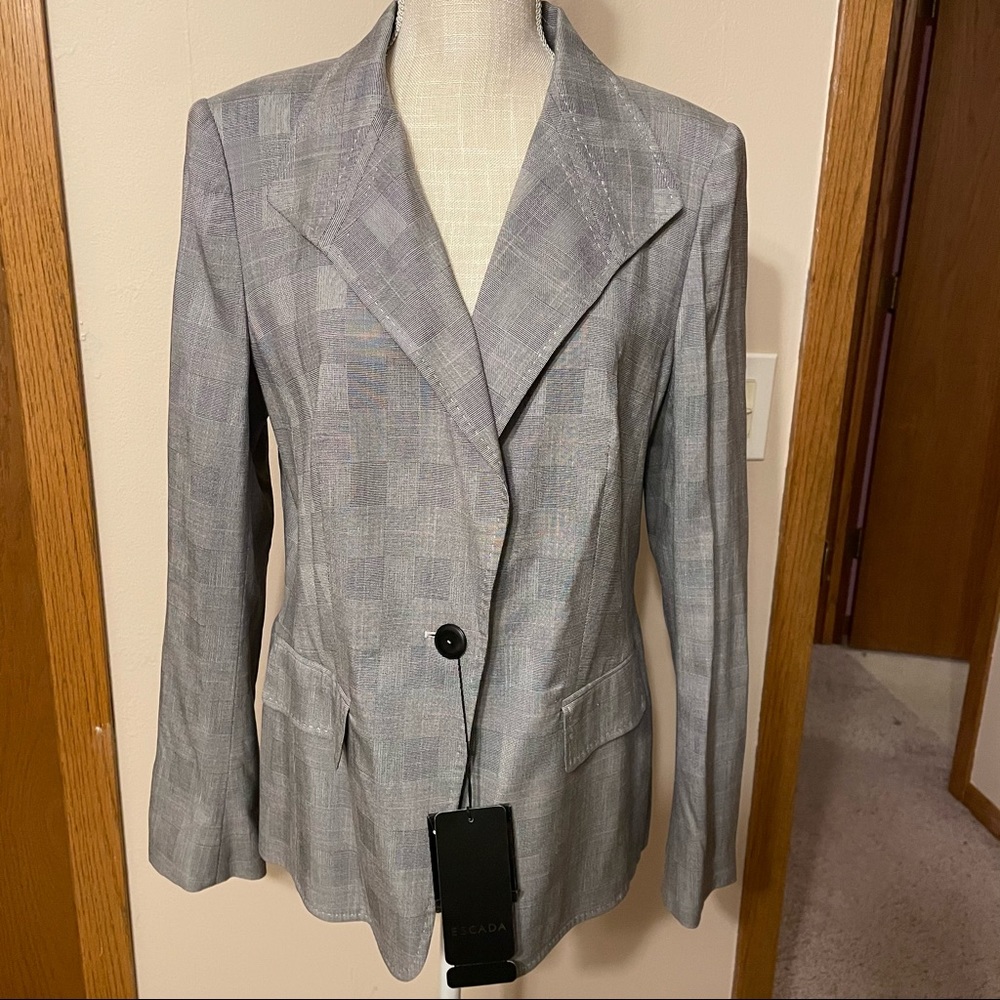 NWT ESCADA Plaid one botton blazer